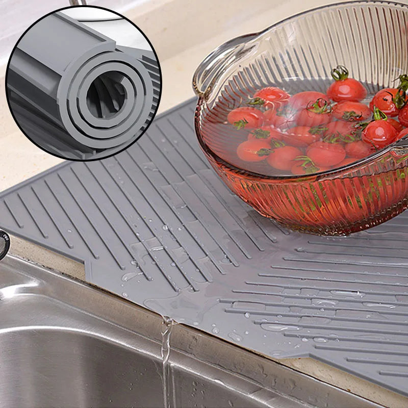 Silicone Dish Drying Mat for Countertop - Absorbent, Non-Slip Design