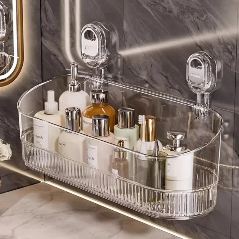 Suction Cup Storage Rack - Durable Organizer for Kitchen and Bathroom Use
