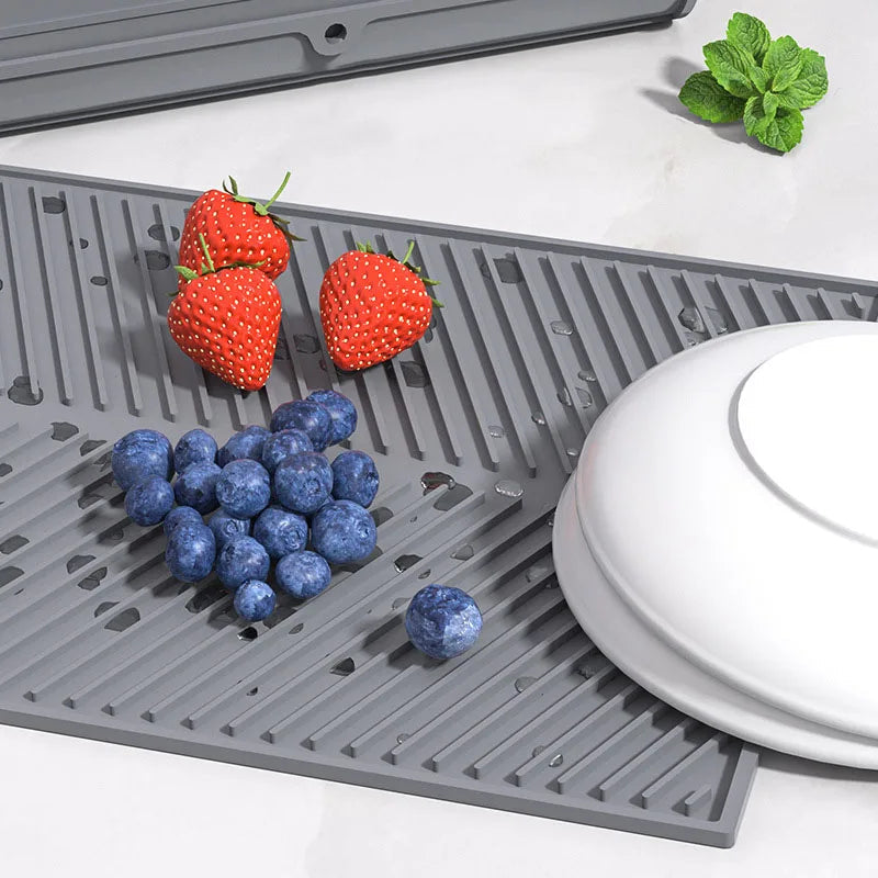 Silicone Dish Drying Mat for Countertop - Absorbent, Non-Slip Design