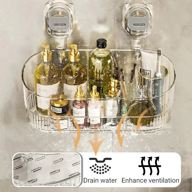 Suction Cup Storage Rack - Durable Organizer for Kitchen and Bathroom Use