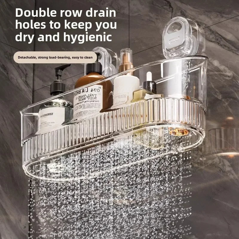 Suction Cup Storage Rack - Durable Organizer for Kitchen and Bathroom Use
