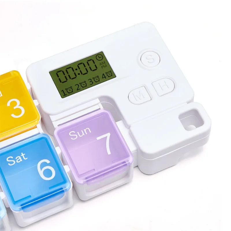 Electronic Weekly Pill Organizer with Smart Alerts for Medication Management