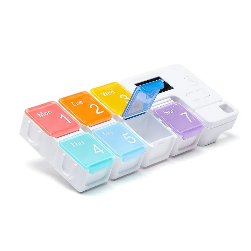 Electronic Weekly Pill Organizer with Smart Alerts for Medication Management