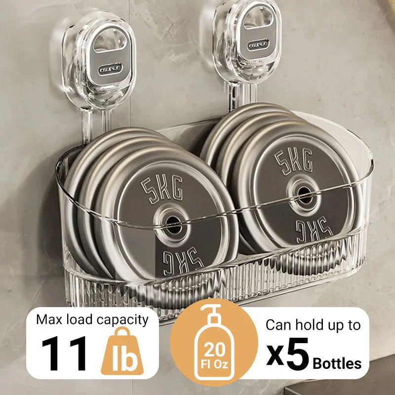 Suction Cup Storage Rack - Durable Organizer for Kitchen and Bathroom Use