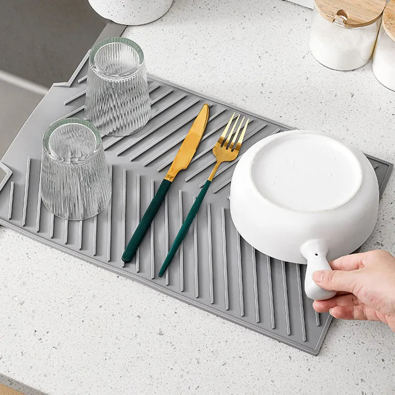 Silicone Dish Drying Mat for Countertop - Absorbent, Non-Slip Design