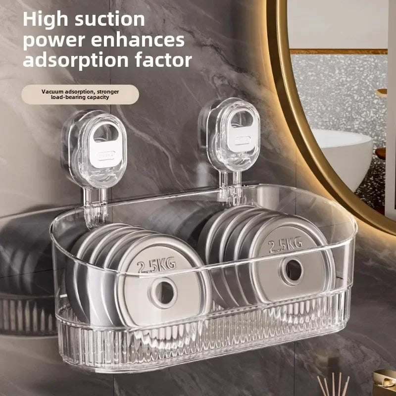 Suction Cup Storage Rack - Durable Organizer for Kitchen and Bathroom Use