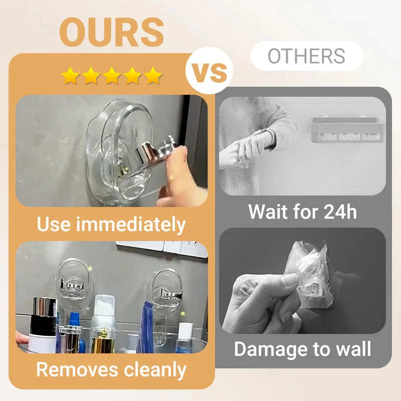 Suction Cup Storage Rack - Durable Organizer for Kitchen and Bathroom Use