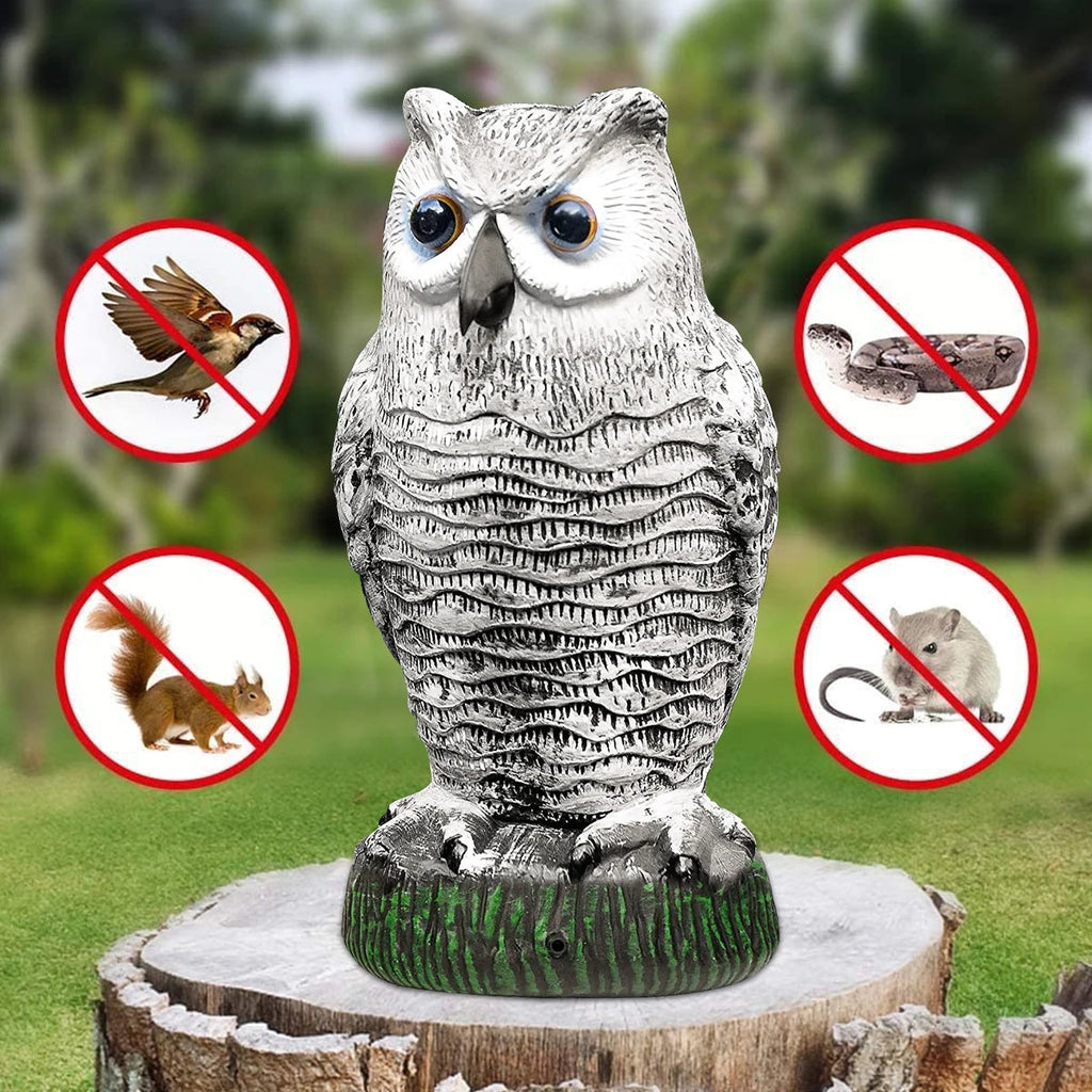 Realistic Owl Decoy Bird Repeller for Garden and Outdoor Use