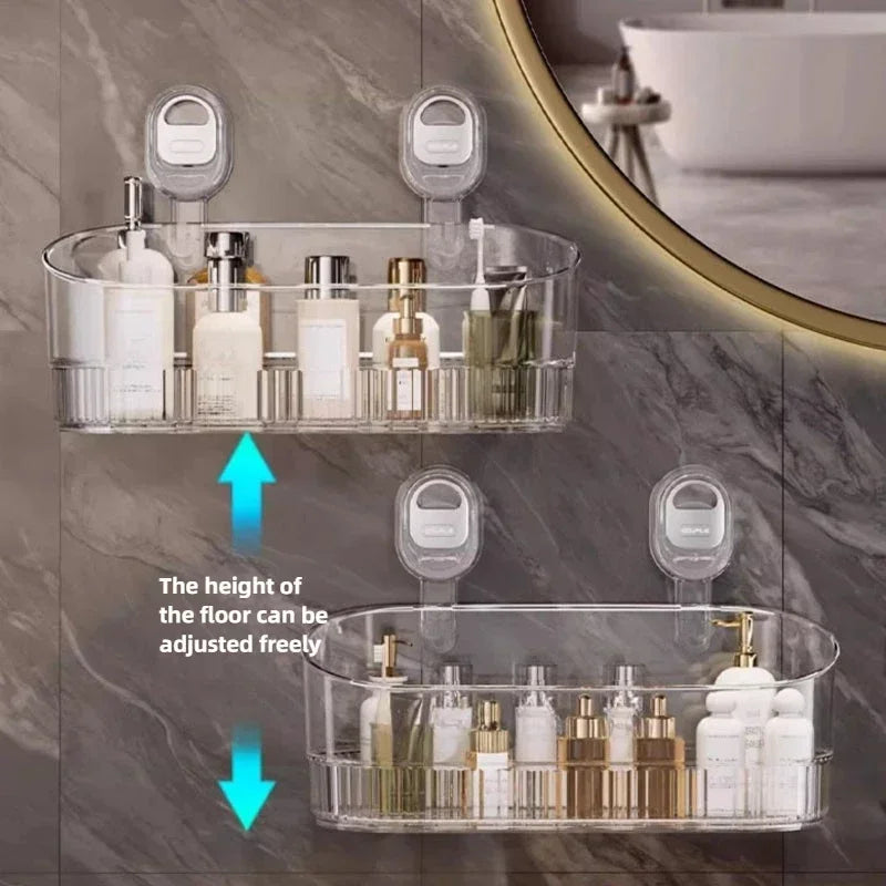 Suction Cup Storage Rack - Durable Organizer for Kitchen and Bathroom Use