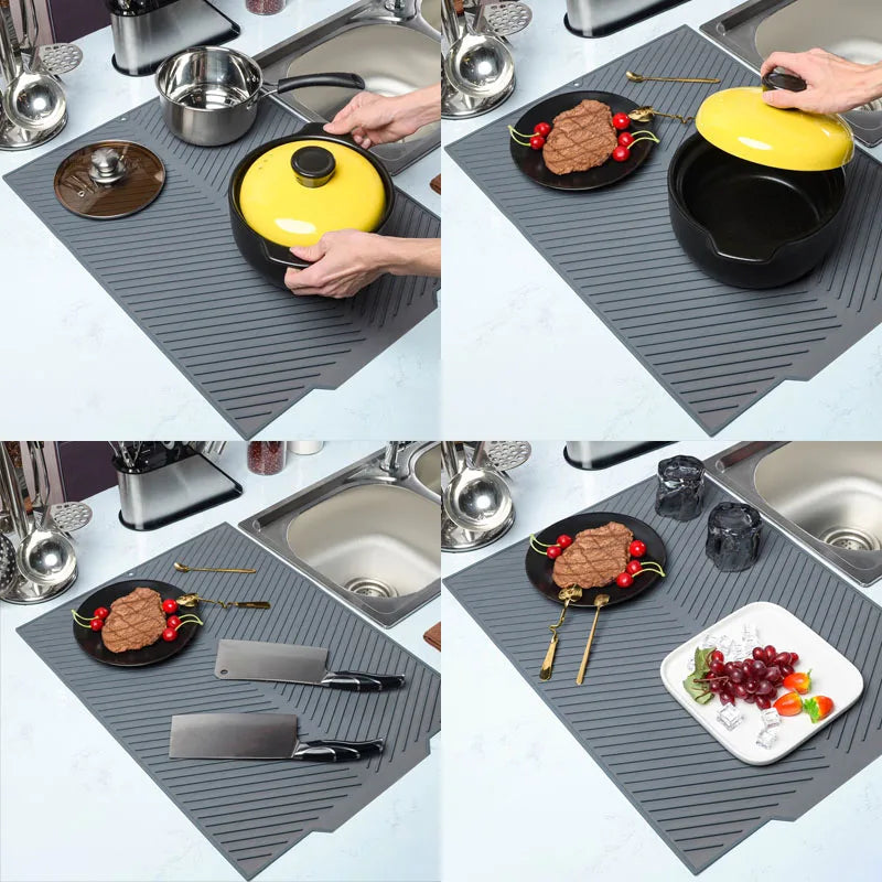 Silicone Dish Drying Mat for Countertop - Absorbent, Non-Slip Design