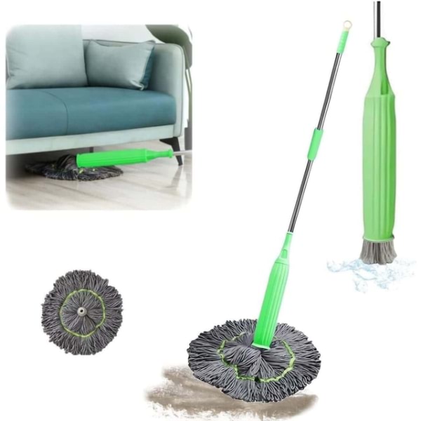 Self-Wringing Rotating Mop with Microfiber Head for Efficient Floor Cleaning