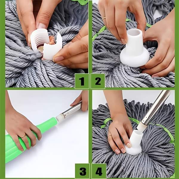 Self-Wringing Rotating Mop with Microfiber Head for Efficient Floor Cleaning