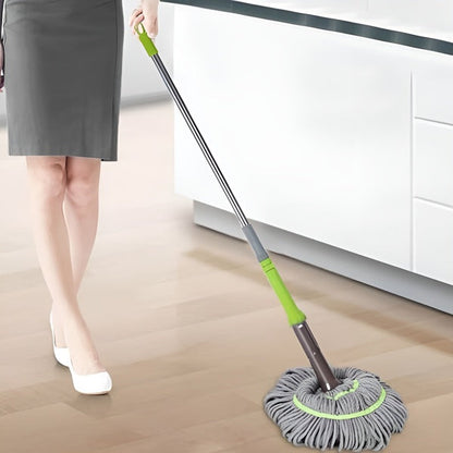 Self-Wringing Rotating Mop with Microfiber Head for Efficient Floor Cleaning