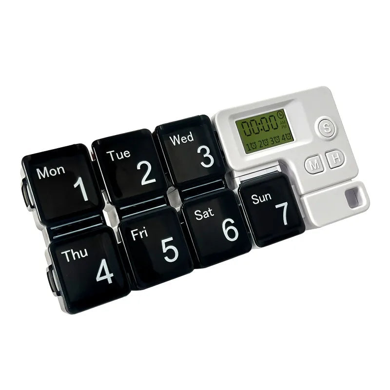 Electronic Weekly Pill Organizer with Smart Alerts for Medication Management