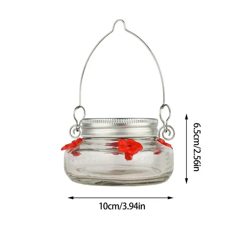 Clear Glass Hummingbird Feeder with Flower Design for Outdoor Use