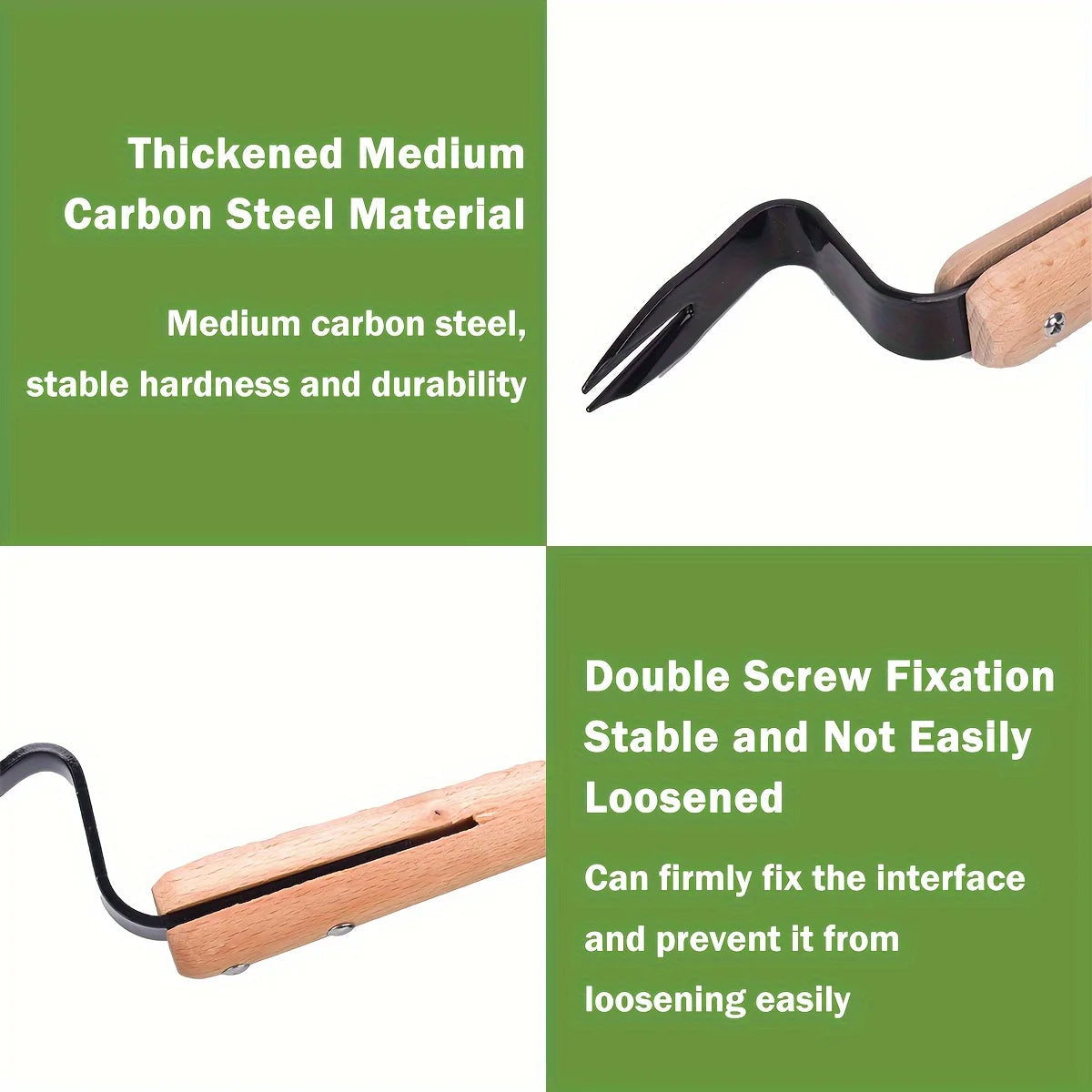 Stainless Steel Garden Weed Puller Tool with Wooden Handle for Easy Weeding