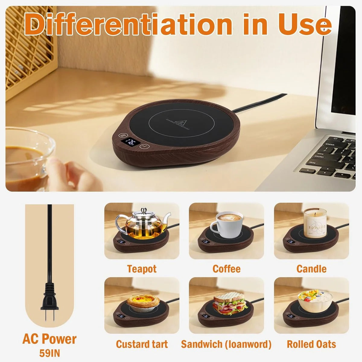 Electric Coffee Mug Warmer Set with Adjustable Temperature for Home or Office