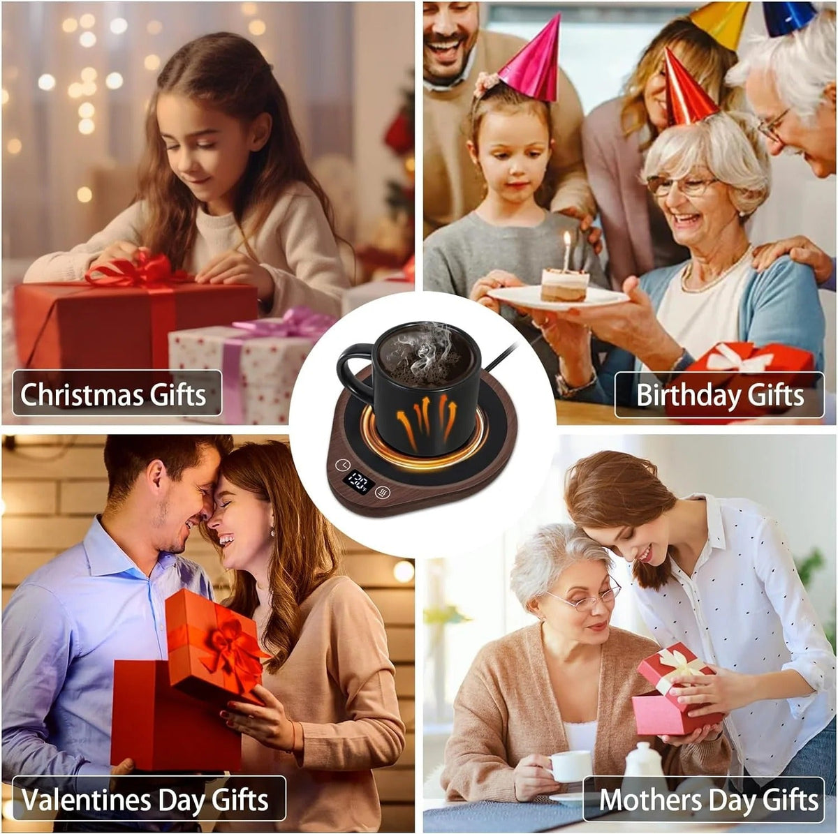 Electric Coffee Mug Warmer Set with Adjustable Temperature for Home or Office