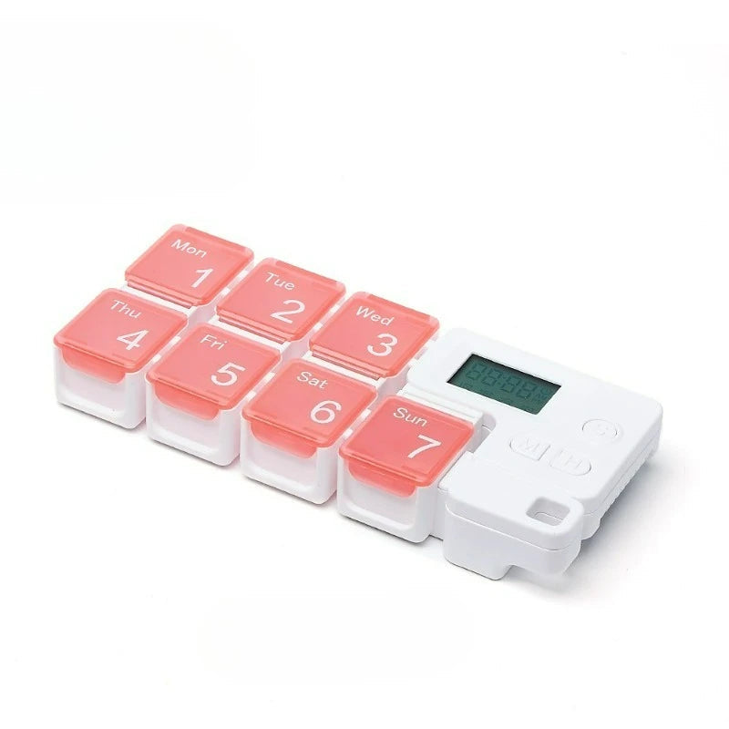 Electronic Weekly Pill Organizer with Smart Alerts for Medication Management
